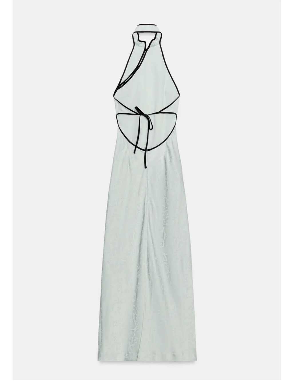 Zara Mint Satin Halter Maxi Dress with Black Trim - Picture 2 of 3